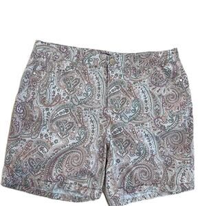 Bandolino Womans Shorts Size 12 Amy Short Cotton Cuffed Paisley Print Stretch
